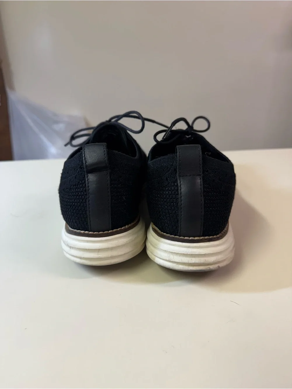 Cole Haan Black Knit Lace-Up Slip-On Sneakers